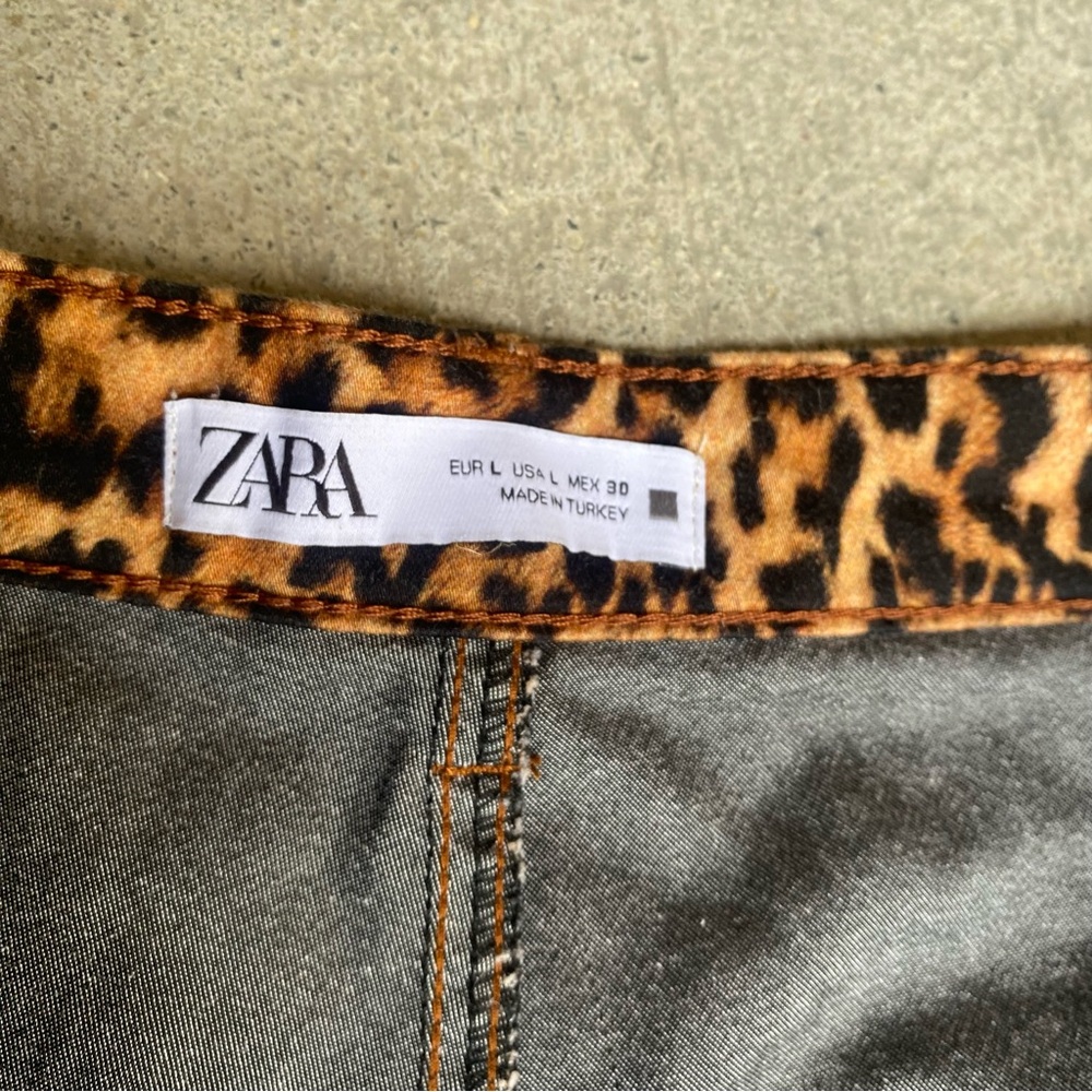 Zara Leopard Print Mini Skort Size Large - Picture 4 of 14
